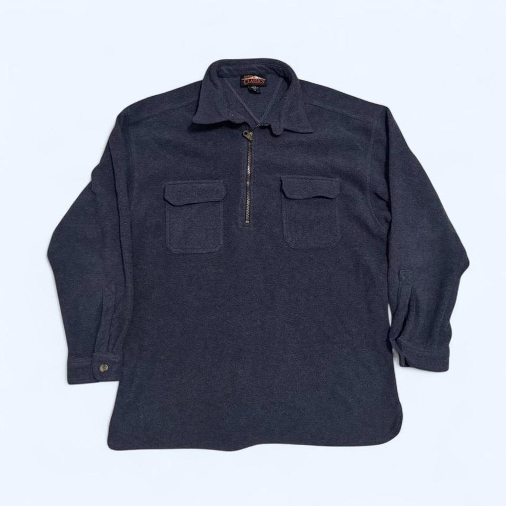 Vintage Sierra Classics USA Fleece Pullover Jacket Mens Medium Gray 1/4 Zip